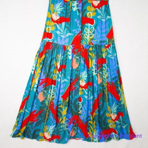 Hutch Rigby Tropical Floral Tie Waist Button Front Maxi Shirt Dress, size S - Picture 4 of 16